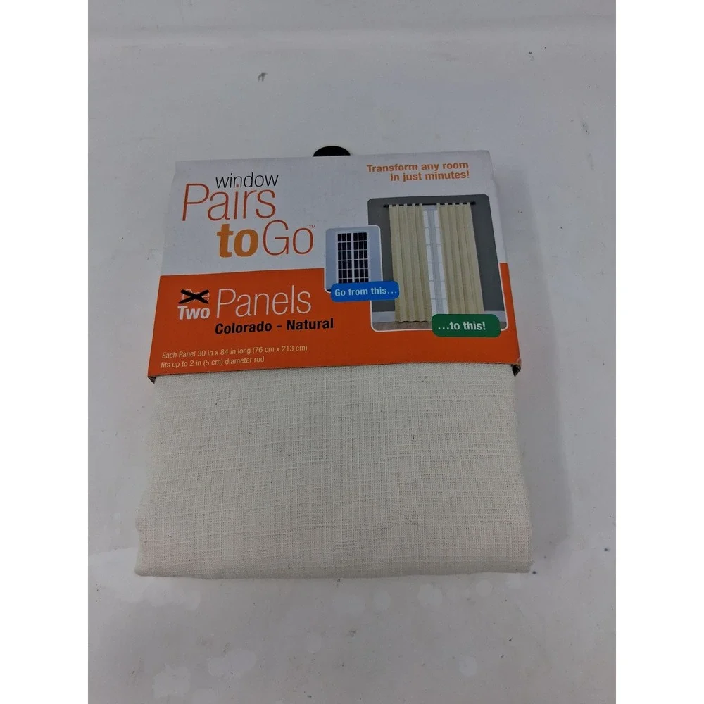 Window Pairs to Go Colorado Natural Curtain Panels 2 Pck 30x84 Textured Cotton Y